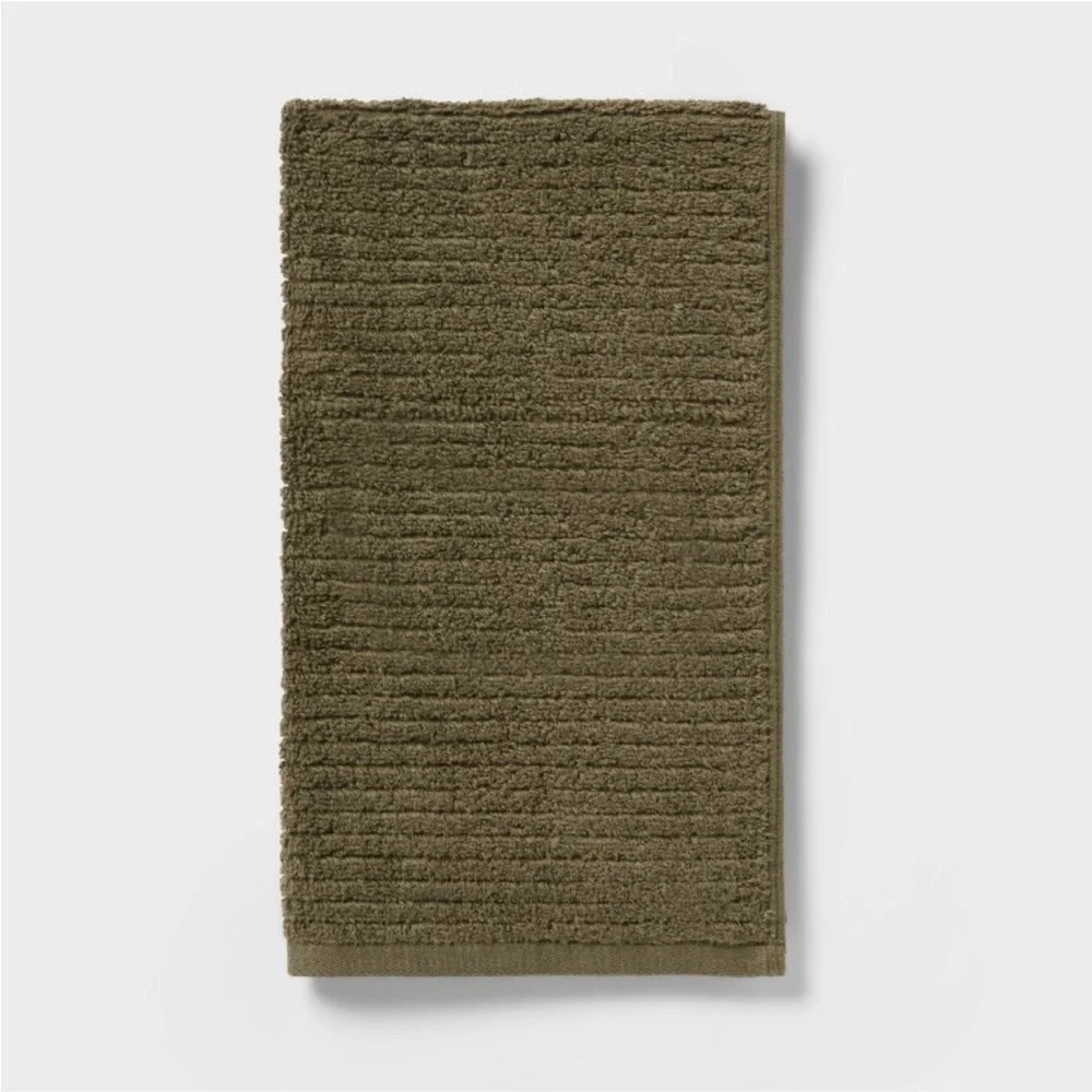 THRESHOLD NWT 4pk quick dry ribbed hand and wash towel set -dark olive green
